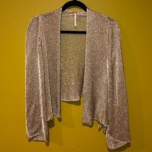 free people metallic chainmail knit crop cardigan